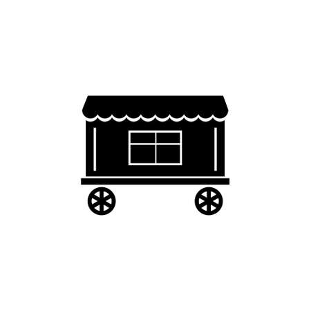 Circus Trailer. Flat Vector Icon illustration. Simple black symbol on white background. Circus Trailer sign design template for web and mobile UI elementの写真素材
