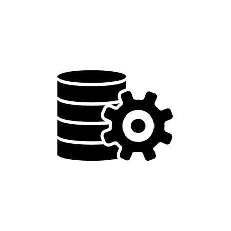 Database Center, Data Server Settings. Flat Vector Icon illustration. Simple black symbol on white background. Database Center, Data Server Settings sign design template for web and mobile UI elementの写真素材