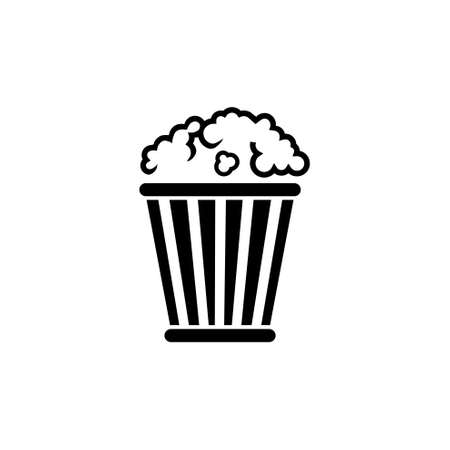 Popcorn Bucket, Pop Corn Box. Flat Vector Icon illustration. Simple black symbol on white background. Popcorn Bucket, Pop Corn Box sign design template for web and mobile UI elementのイラスト素材