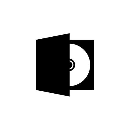 CD DVD Disc in Box. Flat Vector Icon illustration. Simple black symbol on white background. CD DVD Disc in Box sign design template for web and mobile UI elementの写真素材