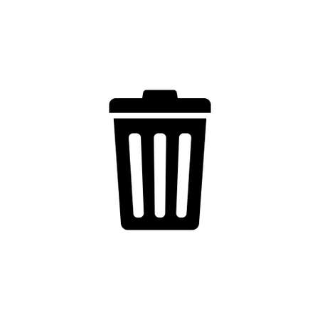 Trash Can, Rubbish Bin. Flat Vector Icon illustration. Simple black symbol on white background. Trash Can, Rubbish Bin sign design template for web and mobile UI elementの写真素材