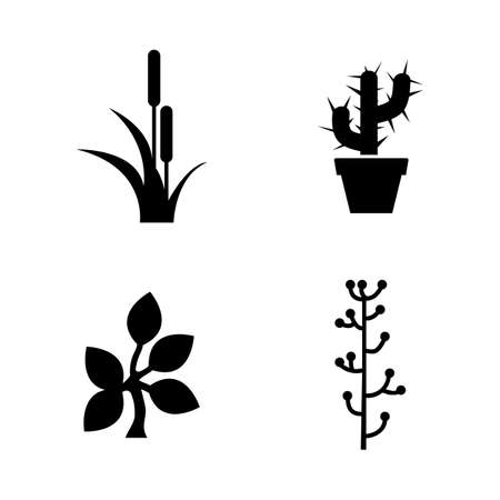 Leaf, Plants. Simple Related Vector Icons Set for Video, Mobile Apps, Web Sites, Print Projects and Your Design. Leaf, Plants icon Black Flat Illustration on White Background.のイラスト素材