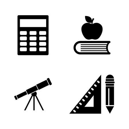 School Inventory. Simple Related Vector Icons Set for Video, Mobile Apps, Web Sites, Print Projects and Your Design. School Inventory icon Black Flat Illustration on White Background.のイラスト素材