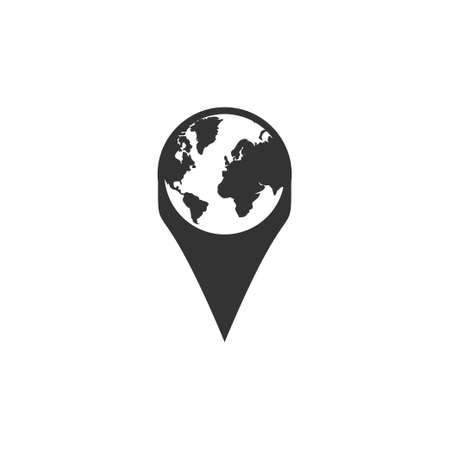 Globe pin. Black Icon Flat on white backgroundのイラスト素材