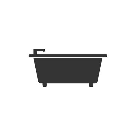 Bathtub. Black Icon Flat on white backgroundの写真素材
