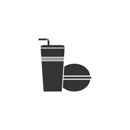 Fast food. Black Icon Flat on white backgroundの写真素材
