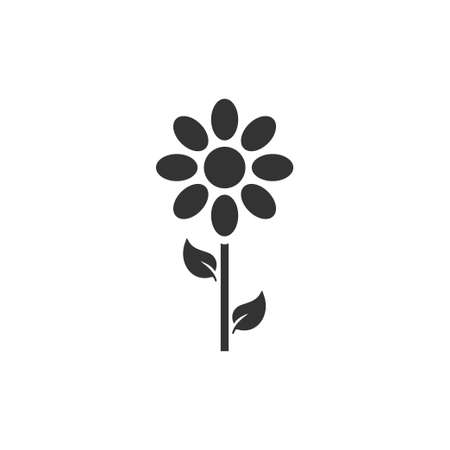 Flower. Black Icon Flat on white backgroundのイラスト素材