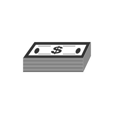 Bundle money. Black Icon Flat on white backgroundのイラスト素材