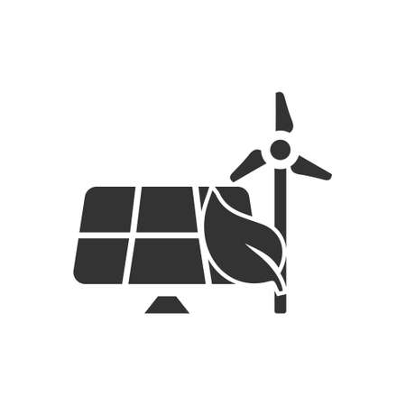 Eco Energy Saving. Black Icon Flat on white backgroundのイラスト素材