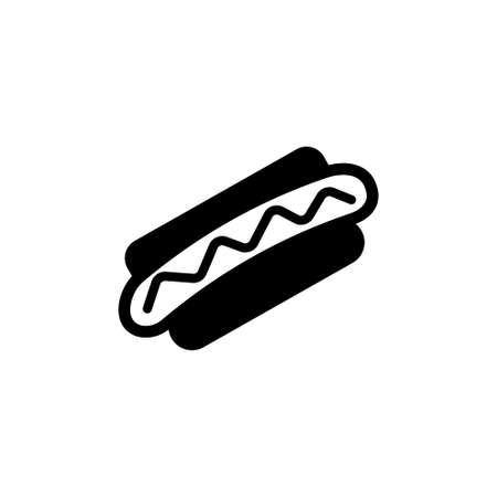 Hot Dog Bun, Fast Food. Flat Vector Icon illustration. Simple black symbol on white background. Hot Dog Bun, Fast Food sign design template for web and mobile UI elementのイラスト素材