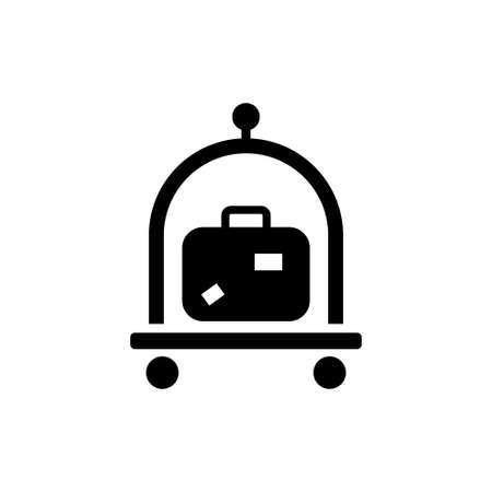 Baggage, Luggage, Suitcases Trolley. Flat Vector Icon illustration. Simple black symbol on white background. Baggage, Luggage, Suitcases Trolley sign design template for web and mobile UI elementのイラスト素材