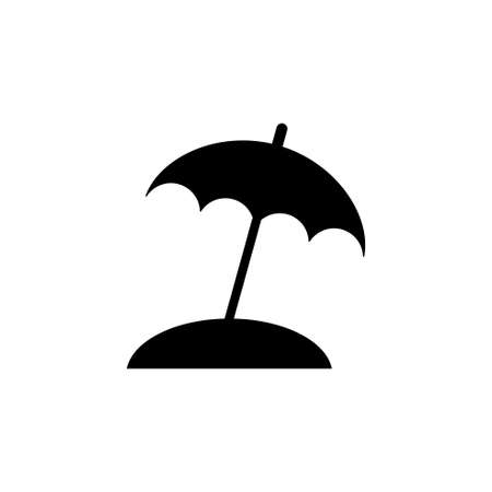 Beach Umbrella, UV Protect. Flat Vector Icon illustration. Simple black symbol on white background. Beach Umbrella, UV Protect sign design template for web and mobile UI elementのイラスト素材
