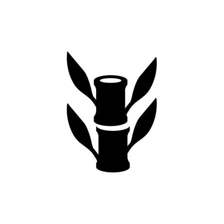 Bamboo Tree with leaf of Spa. Flat Vector Icon illustration. Simple black symbol on white background. Bamboo Tree with leaf of Spa sign design template for web and mobile UI elementのイラスト素材