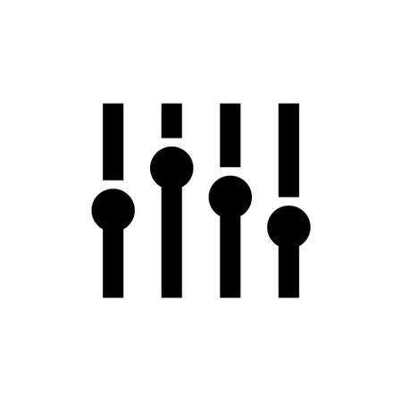 Slider Equalizer, Music Volume Mixer. Flat Vector Icon illustration. Simple black symbol on white background. Slider Equalizer, Music Volume Mixer sign design template for web and mobile UI elementのイラスト素材