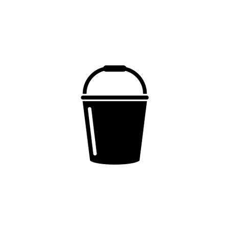 Garden Bucket, Container for Water. Flat Vector Icon illustration. Simple black symbol on white background. Garden Bucket, Container for Water sign design template for web and mobile UI elementのイラスト素材