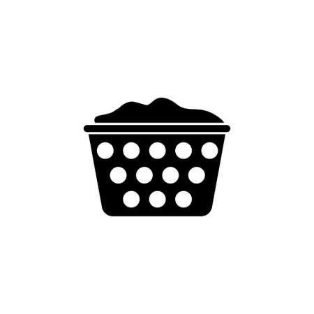 Laundry Basket, Washing, Household. Flat Vector Icon illustration. Simple black symbol on white background. Laundry Basket, Washing, Household sign design template for web and mobile UI elementのイラスト素材