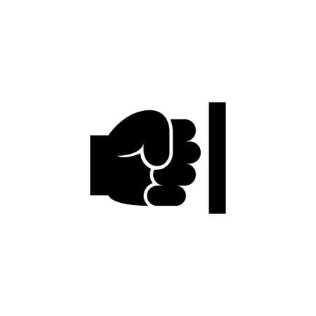 Strength Fist Punched Wall, Power Hand. Flat Vector Icon illustration. Simple black symbol on white background. Strength Fist Punched Wall Power Hand sign design template for web and mobile UI elementのイラスト素材