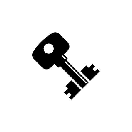Secure Key Silhouette, Lock or Unlock Device. Flat Vector Icon illustration. Simple black symbol on white background. Secure Key Silhouette sign design template for web and mobile UI elementのイラスト素材