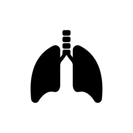 Lungs and Trachea, Human Respiratory Organ. Flat Vector Icon illustration. Simple black symbol on white background. Lungs and Trachea, Human Organ sign design template for web and mobile UI elementのイラスト素材