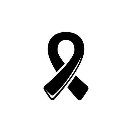 AIDS Awareness Ribbon, World Breast Cancer Day. Flat Vector Icon illustration. Simple black symbol on white background. AIDS Awareness Ribbon, Cancer sign design template for web and mobile UI elementのイラスト素材