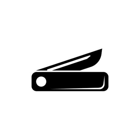 Penknife, Multifunction Swiss Knife. Flat Vector Icon illustration. Simple black symbol on white background. Penknife, Multifunction Swiss Knife sign design template for web and mobile UI elementのイラスト素材