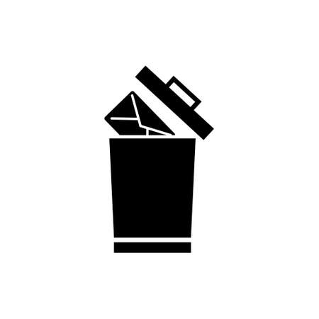 Delete Mail, Remove Email Letter to Trash. Flat Vector Icon illustration. Simple black symbol on white background. Delete Mail, Remove Email Letter sign design template for web and mobile UI elementのイラスト素材