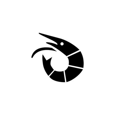 Shrimp Seafood, Langoustine, Tiger Prawn. Flat Vector Icon illustration. Simple black symbol on white background. Shrimp, Langoustine, Tiger Prawn sign design template for web and mobile UI elementのイラスト素材