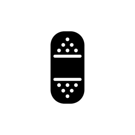 Medical Patch, First Emergency Plaster. Flat Vector Icon illustration. Simple black symbol on white background. Medical Patch First Emergency Plaster sign design template for web and mobile UI elementのイラスト素材