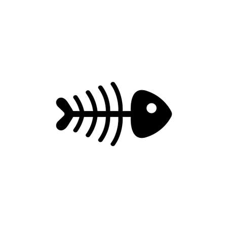 Fish Skeleton, Fishbone Fossil. Flat Vector Icon illustration. Simple black symbol on white background. Fish Skeleton, Fishbone Fossil sign design template for web and mobile UI elementのイラスト素材