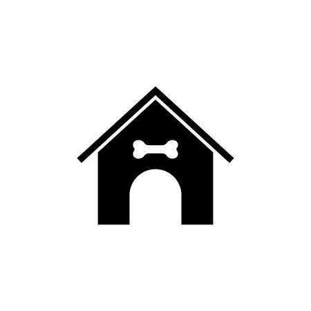 Doghouse, Dog Kennel, Animal House. Flat Vector Icon illustration. Simple black symbol on white background. Doghouse, Dog Kennel, Animal House sign design template for web and mobile UI elementのイラスト素材