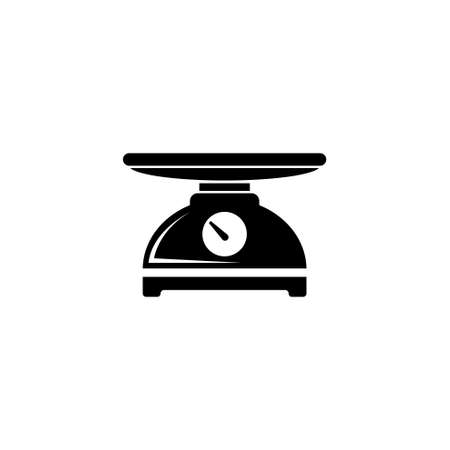 Kitchen Scale, Weight Measurement Tool. Flat Vector Icon illustration. Simple black symbol on white background. Kitchen Scale, Weight Measurement sign design template for web and mobile UI elementのイラスト素材