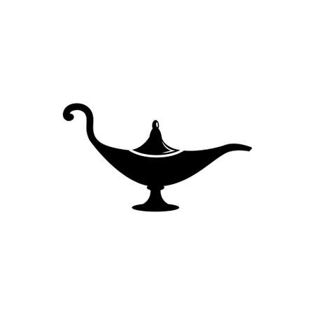 Arabian Magic Oil Lamp, Genie Lantern vector. Flat Vector Icon illustration. Simple black symbol on white background. Arabian Magic Genie Oil Lamp sign design template for web and mobile UI elementのイラスト素材