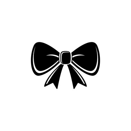 Ribbon Bow Decoration. Flat Vector Icon illustration. Simple black symbol on white background. Ribbon Bow Decoration sign design template for web and mobile UI elementのイラスト素材
