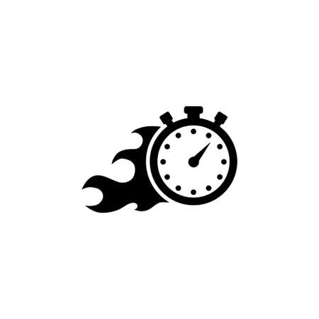 Faster Stopwatch, Fire Time, Express Delivery. Flat Vector Icon illustration. Simple black symbol on white background. Faster Stopwatch, Fire Time sign design template for web and mobile UI elementのイラスト素材
