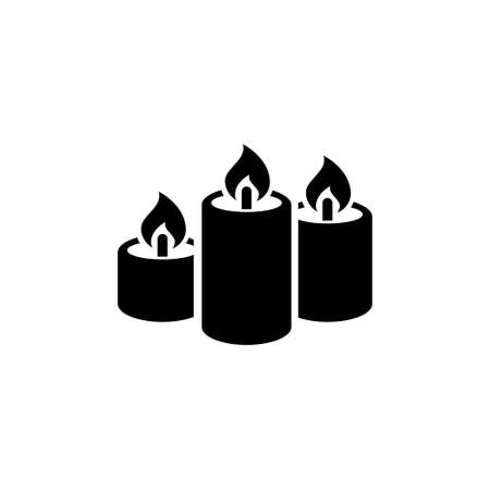 Spa Salon Candles, Aromatherapy, Aroma Candle. Flat Vector Icon illustration. Simple black symbol on white background. Spa Salon Candles Aromatherapy sign design template for web and mobile UI elementのイラスト素材