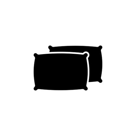 Two Pillows for Sleeping Feather Cushion. Flat Vector Icon illustration. Simple black symbol on white background. Two Pillows for Sleeping, Cushion sign design template for web and mobile UI elementのイラスト素材