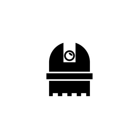 Comet Observatory, Astronomy Telescope. Flat Vector Icon illustration. Simple black symbol on white background. UFO Observatory, Astronomy Telescope sign design template for web and mobile UI elementのイラスト素材