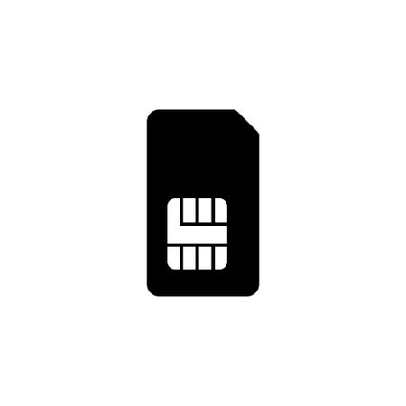 Sim Card or Dual Sim Card for Phone. Flat Vector Icon illustration. Simple black symbol on white background. Sim Card or Dual Sim Card for Phone sign design template for web and mobile UI element.のイラスト素材