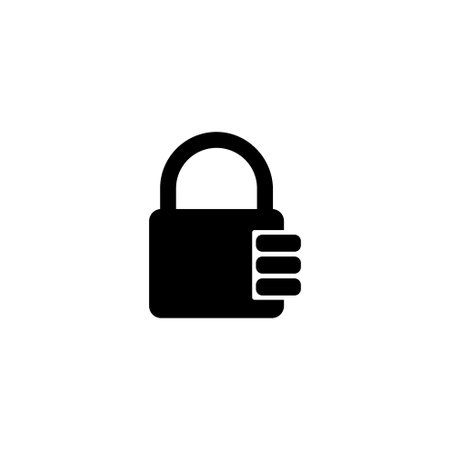 A simple black silhouette of a closed padlock, representing the concepts of security, protection, and restricted accessのイラスト素材