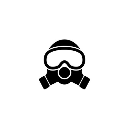 Black vector icon depicting a gas mask for safety and protection.のイラスト素材