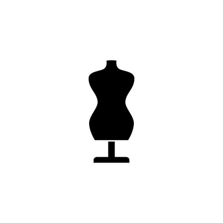 Elegant black silhouette of a dressmaker mannequin, perfect for fashion design and tailoring concepts.のイラスト素材