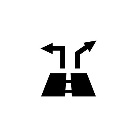 Diverging road icon with two directional arrows.のイラスト素材