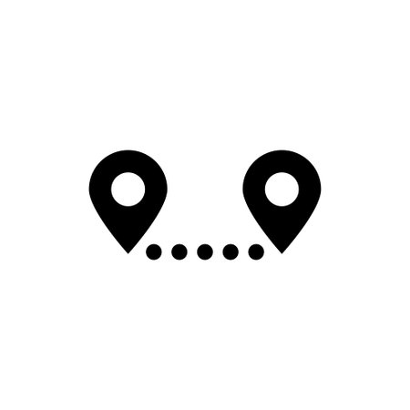 Minimalist route or path icon with two pinpoints, perfect for navigation and travel apps.