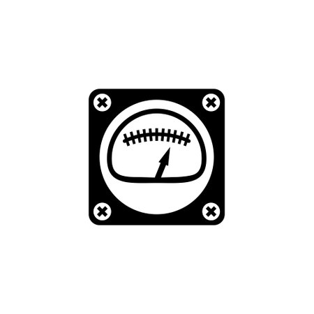 Black and white vector icon of a voltage sensor, perfect for apps and interfaces.のイラスト素材