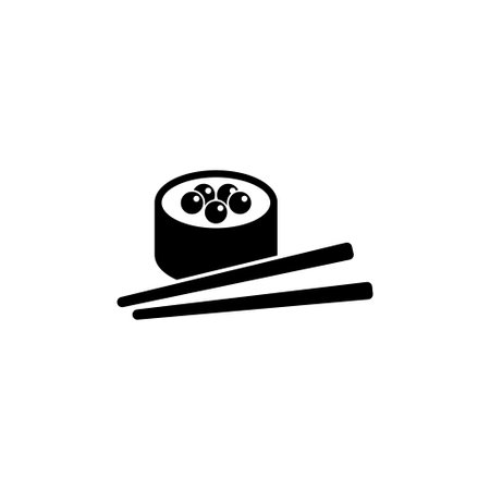 Minimalistic sushi roll with chopsticks icon, perfect for Japanese cuisine lovers.のイラスト素材