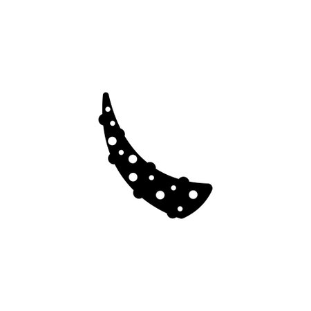 Elegant black silhouette of an octopus tentacle, perfect for seafood or marine themes.のイラスト素材