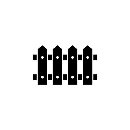 Black silhouette of a classic wooden fence, ideal for use in graphic design and iconography.のイラスト素材
