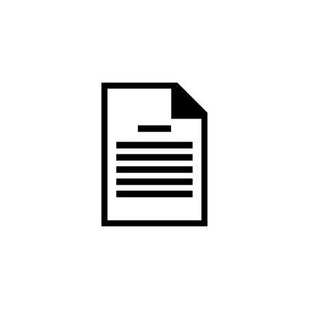 Black and white vector icon of a document with text lines.のイラスト素材