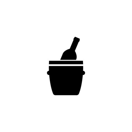 Elegant icon of a bottle in an ice bucket, perfect for celebration themes.のイラスト素材