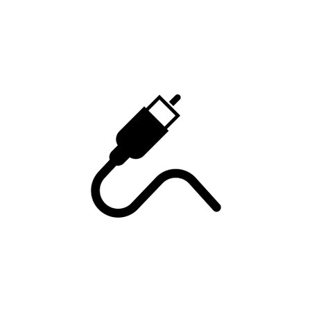 Vector icon of a coaxial cable and connector for television connections.のイラスト素材